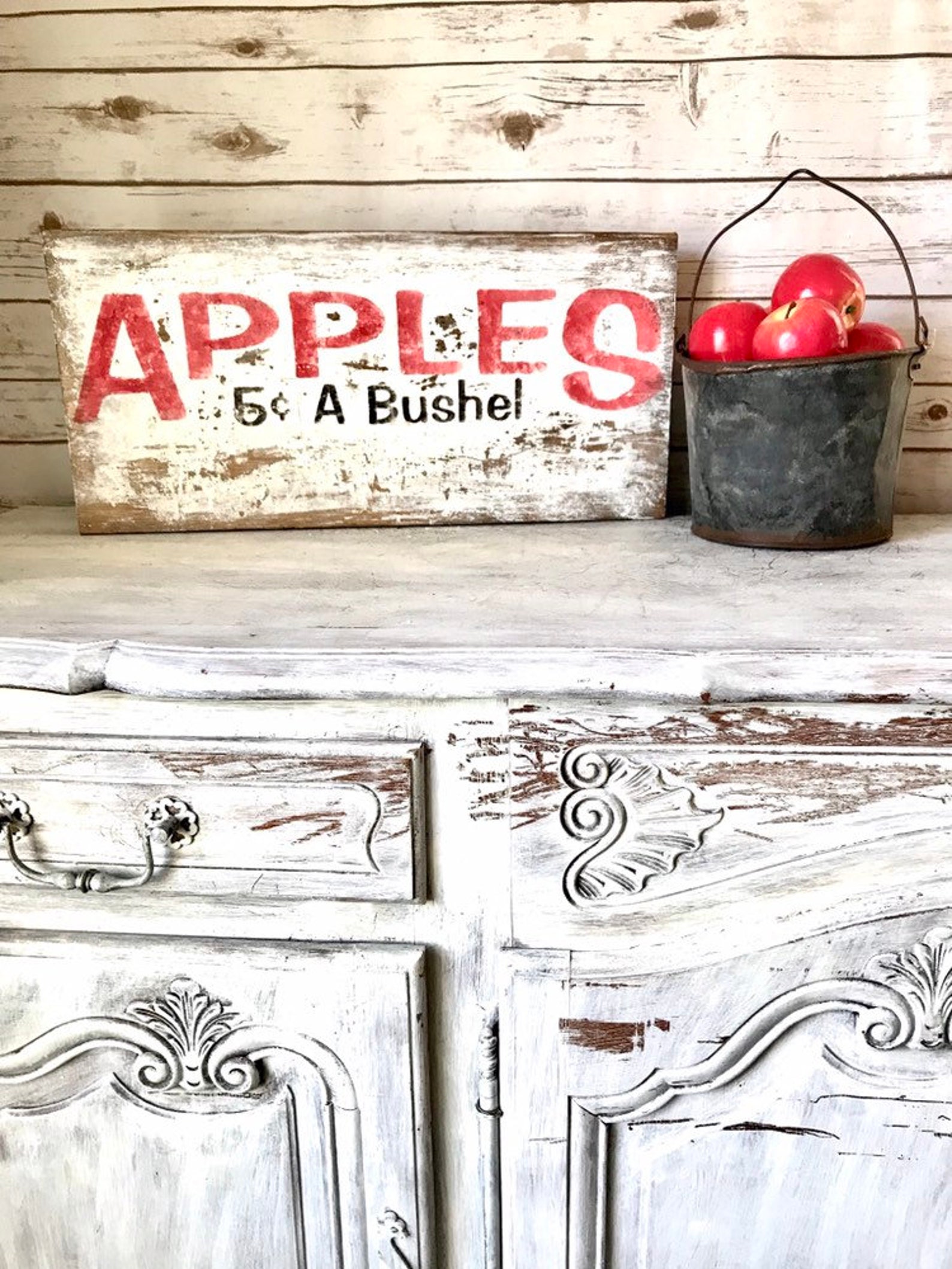 Fall Apple Sign Decor Antique Style Chippy Sign Apples 5 | Etsy