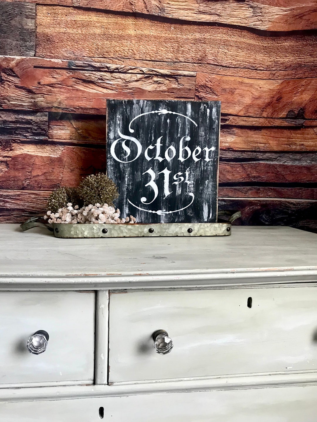 Rustic October Sign October 31st Sign / Halloween Decor / Haunted House Decor / Rustic ...