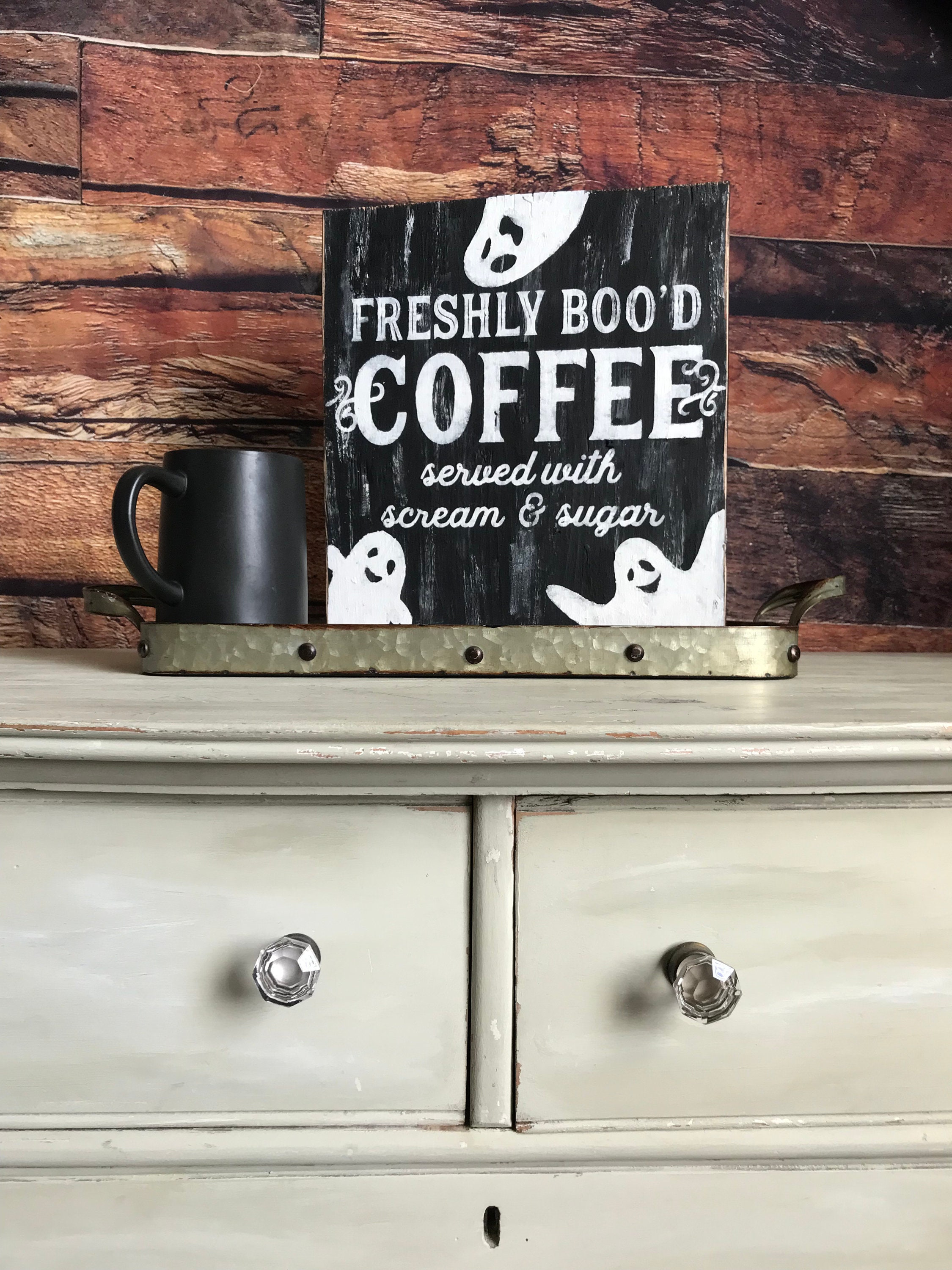 Rustic Boo Sign Halloween Decor / Rustic Halloween Sign / Ghost Decor / Freshly Boo’d ...