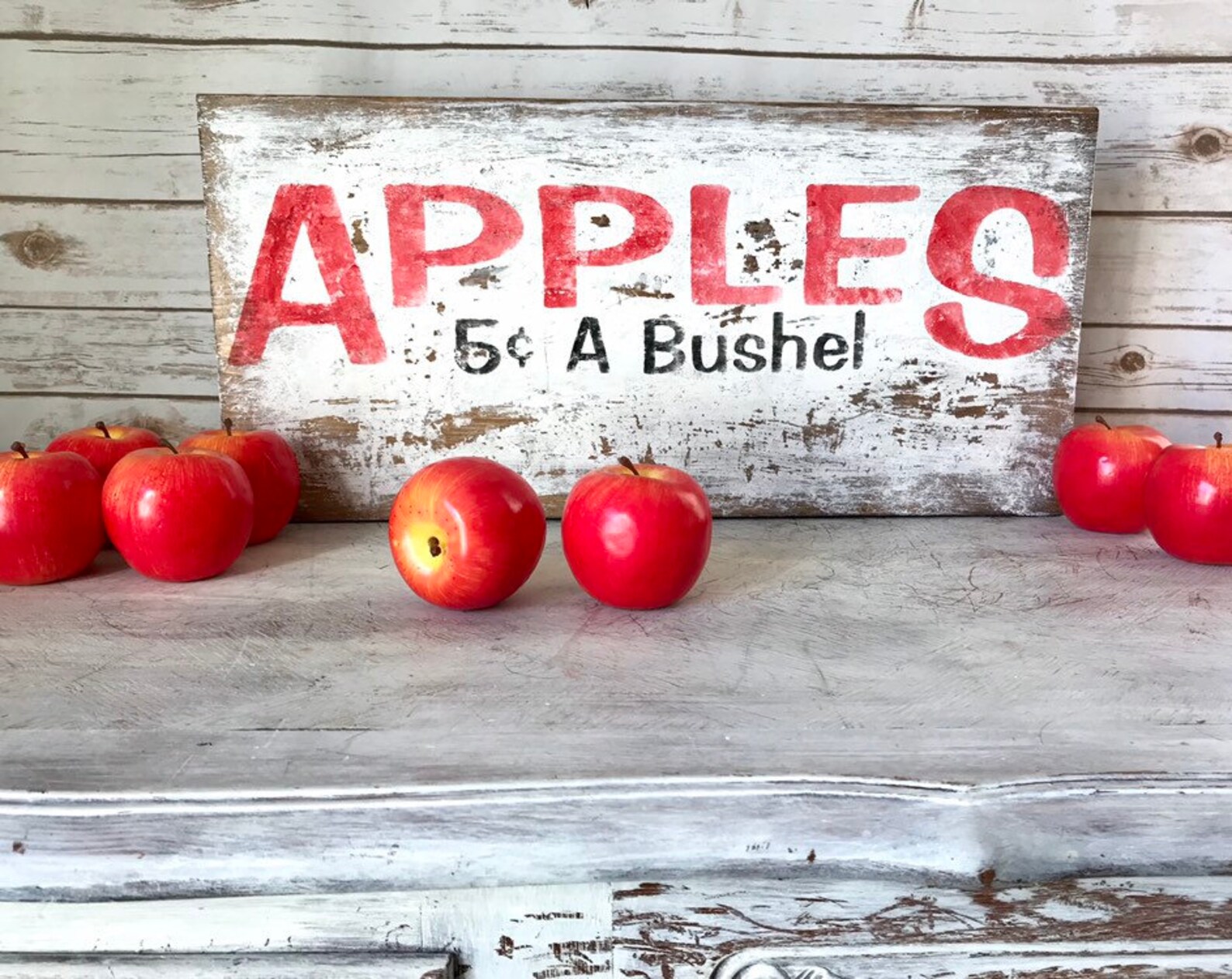 Fall Apple Sign Decor Antique Style Chippy Sign Apples 5 Etsy