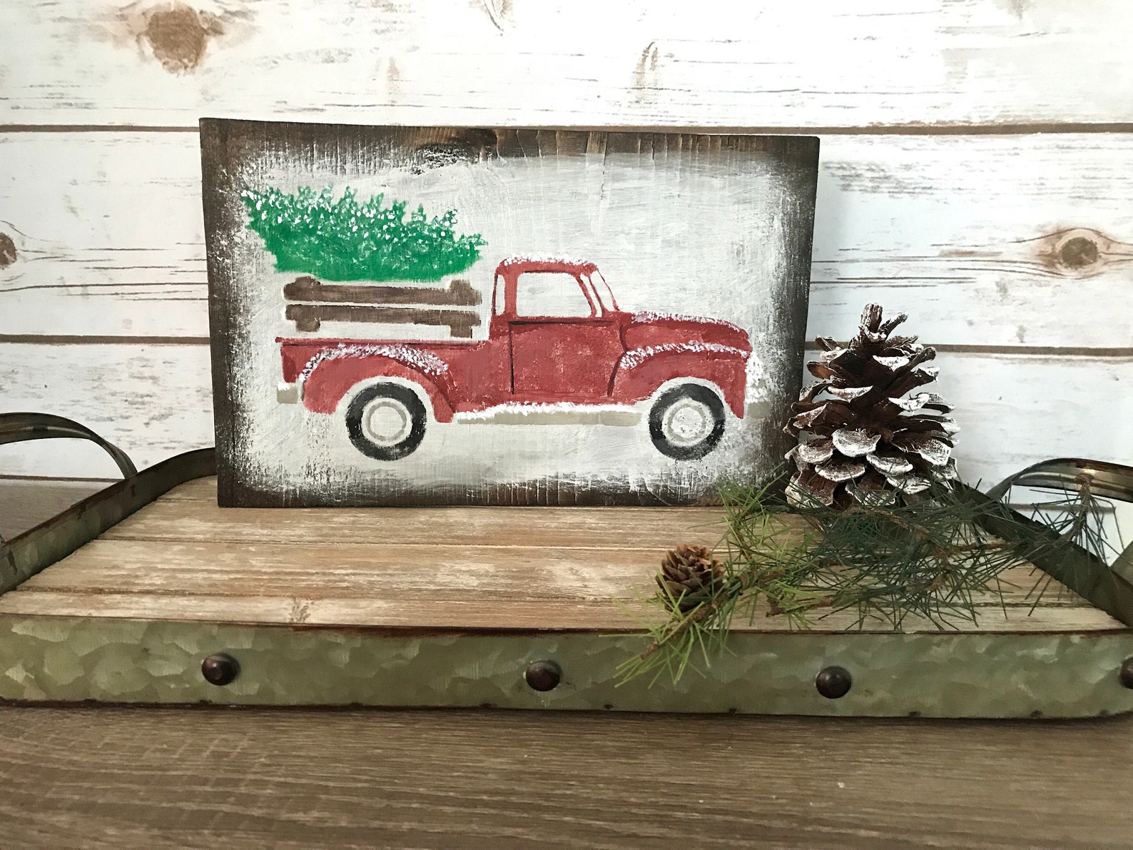 Red Truck Sign Christmas Decorations Red Truck With Etsy
