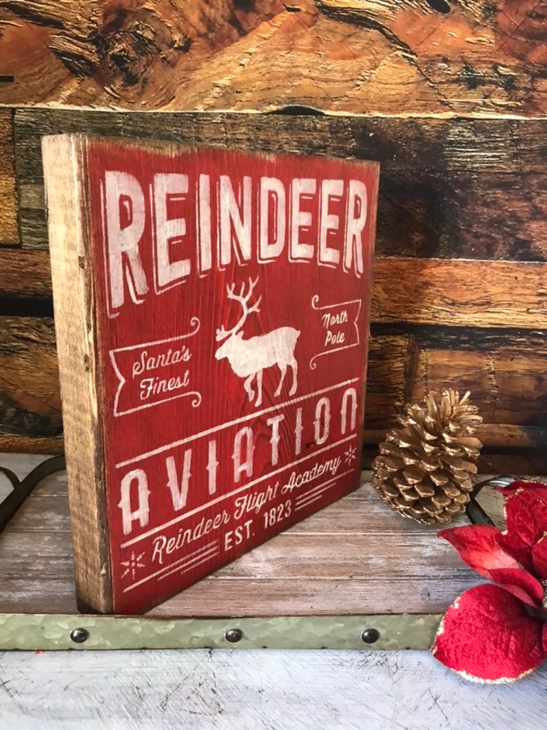 Reindeer Sign Decor Christmas Decoration Rustic Holiday Etsy