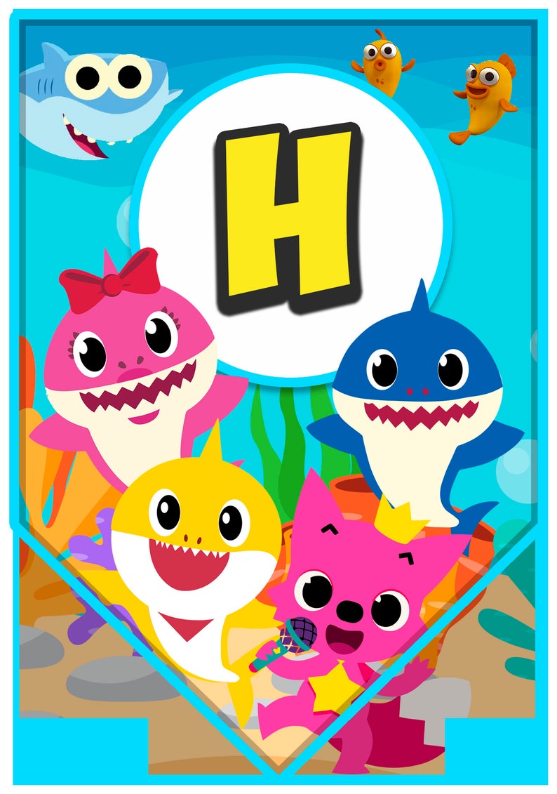 baby shark banner custom name banner instant download etsy