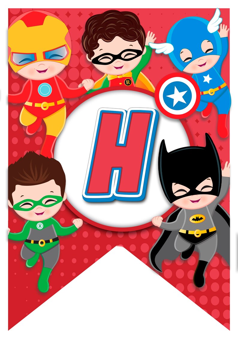 Super Hero Banner Custom Name Banner Instant Download Etsy