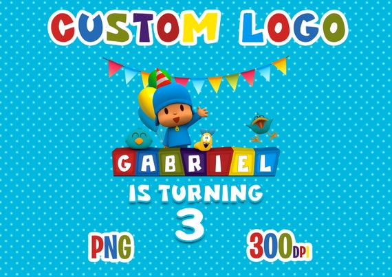 Logo Personnalise Pocoyo Fete Anniversaire Cotillion Etsy