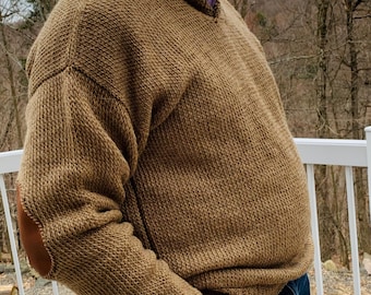 The Prof, a Tunisian crochet sweater pattern for men