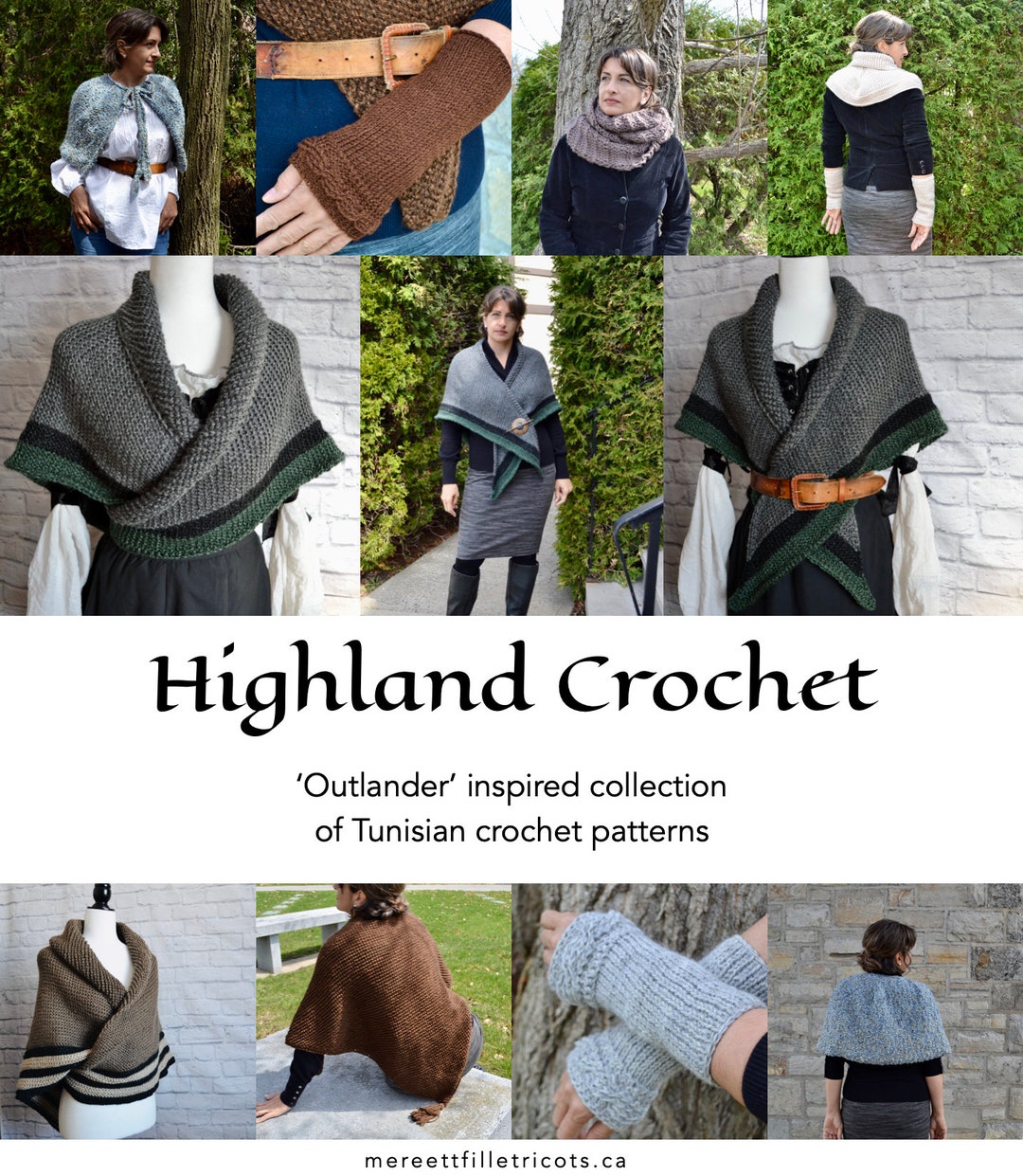 Outlander Tunisian Crochet Patterns, Ebook of 9 Patterns, Outlander