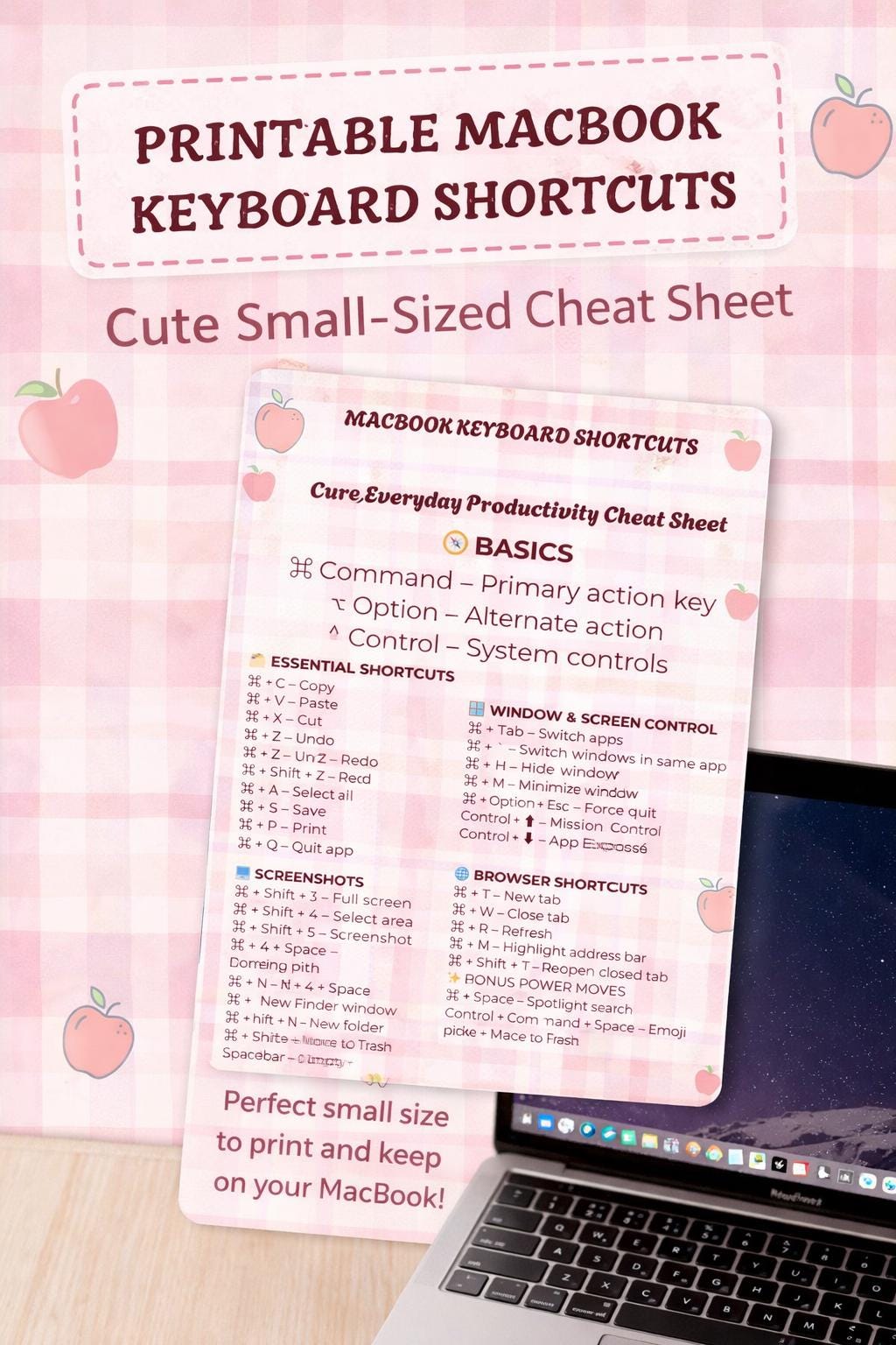 MacBook Keyboard Shortcuts Cheat Sheet | Printable Mac Shortcut Guide ...