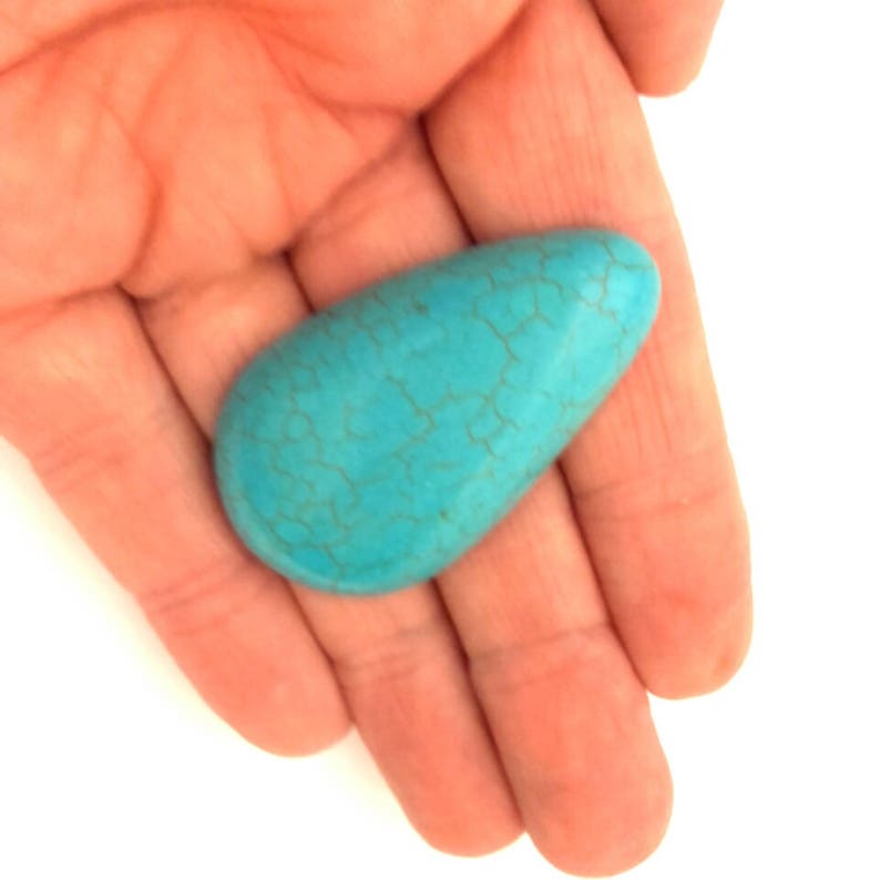 Genuine Matrix Blue Turquoise Cabochon Pear 49.0 x 29.0 mm