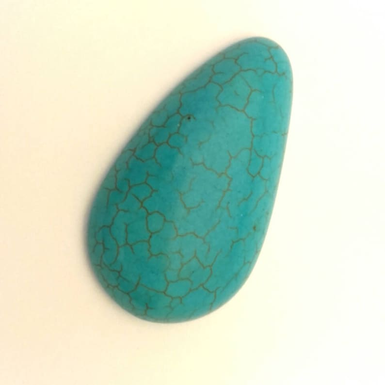 Genuine Matrix Blue Turquoise Cabochon Pear 49.0 x 29.0 mm
