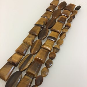 Tigers Eye Gemstone 8 in. 6 Faceted Strand Jewelry Making Beads