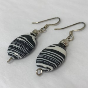 Accessories Boutique Earrings Silver Black & White Jasper Gemstone Handmade