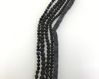 Lava Rock & Agate Gemstone 5 Strand Jewelry Making Beads