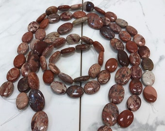 Red/Brown Tone Jasper Gemstone 16 in. 4 Strands Oval Jewelry Making Beads