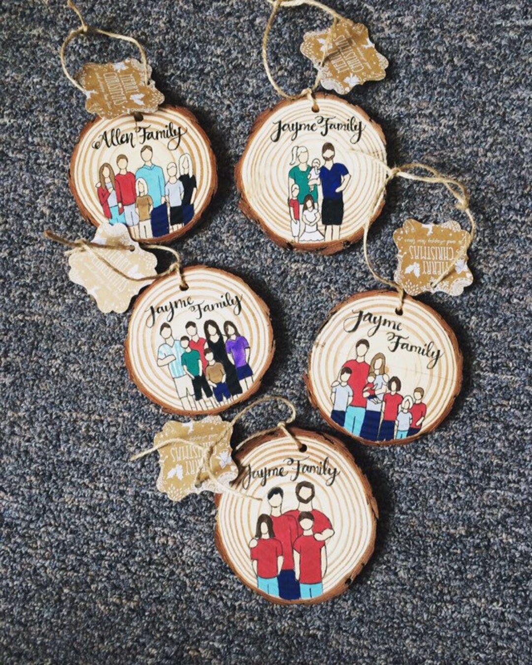 Custom Family Portrait Christmas Ornament - Etsy