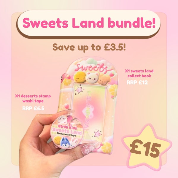 SKZ Collect Book and Washi tape bundle! M3lonpanan Stray Kids Sweets Land Collection. Perfect for a kpop gift, save money!