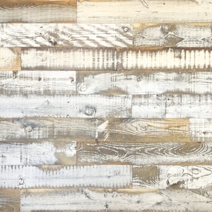 Distressed White Reclaimed Wood Wall Planks - Free Shipping - 20 sq ft per bundle - Casper Finish