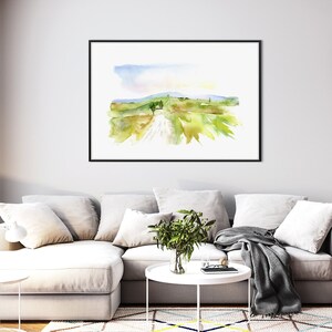 Grote abstracte kunst, kunst aan de muur woonkamer, groene abstracte muurkunst, landschapskunst, aquarel print, natuur kunst aan de muur, beeldende kunst, originele kunst