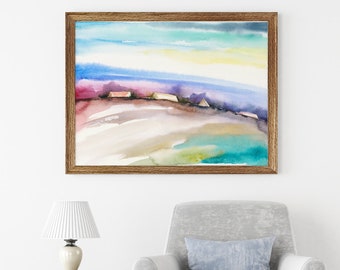 Living Room Art, Abstract Wall Art Print, Landscape Watercolor Print, Colorful Watercolor Art, Abstract Watercolor Art, Nature Art Print