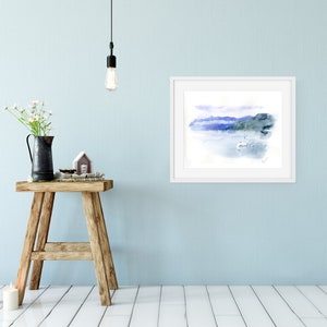 Large Watercolor Art Print, Landscape Wall Art, Abstract Landscape Art, Blue Watercolor Painting, Nature Art, Living Room Art, Original Art