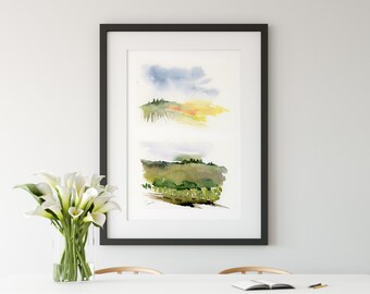 Wohnzimmer Wandkunst, Aquarell Druck, Großer Kunstdruck, Landschaft Aquarell Kunst, Abstrakte Wandkunst, Abstrakter Aquarell Druck, Natur Kunst