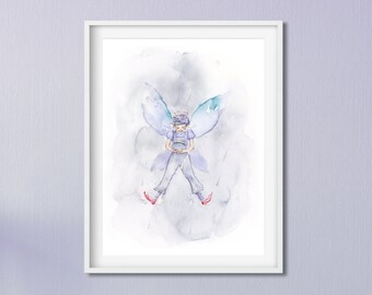 Fairy Wall Art, Whimsical Art, Nursery Wall Art, Baby Girl Room Decor, Fairy Print, Nursery Watercolor Print, Baby Print, Girls Art Print