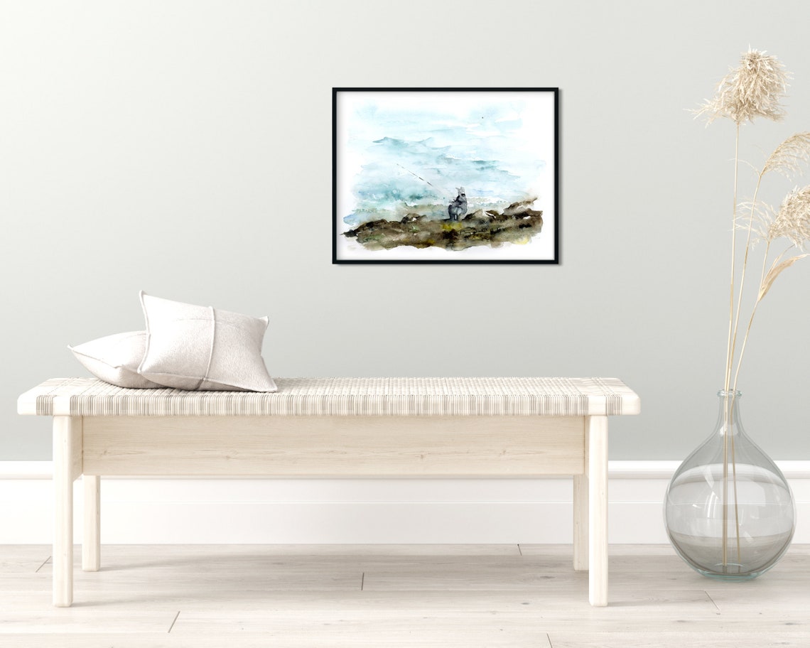 Große horizontale Wandkunst Abstraktes Meer Wandkunst | Etsy