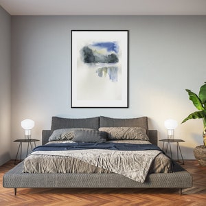 Landschaft Aquarell Druck, See Landschaft, Schlafzimmer Kunst Druck, Original Malerei, Abstrakte Wandkunst, Landschaftsmalerei Druck
