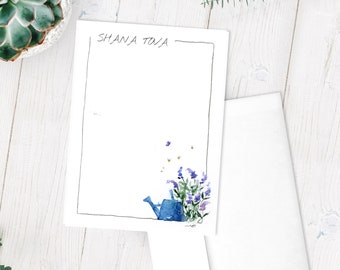 Jewish New Year Card, Shana Tova Card, Watercolor Card, Downloadable Card, Rosh Hashanah Card, Printable Greeting Card, Floral Card