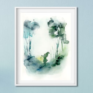 Abstract Wall Art, Watercolor Art Print, Kids Room Print, Children Wall Art, Original Watercolor Painting, Small Print, Kids Decor, Dwarf