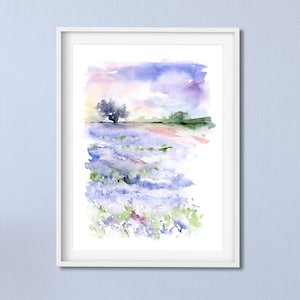 Watercolor Wall Art, Entryway Wall Art, Watercolor Landscape Print, Purple Watercolor Print, Landscape Art, Nature Wall Art, Lavender Print