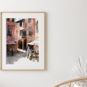 Large Watercolor Art, cityscape wall art, Landscape Art, Florence Print, Abstract Art Print, Large Wall Art, Fine Art, 16x24, 24x36 Print