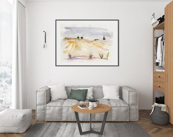 Nature Art Print, Landscape Painting Print, Living Room Wall Art, Mountain Art Print, Landscape Watercolor Print, Scenery Print, Large Print