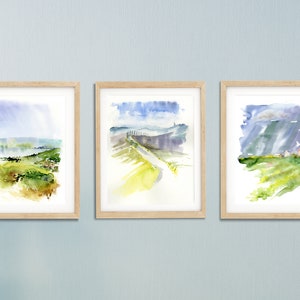 Watercolor Print Set, Abstract Landscape Prints, Landscape Print Set, Set of 3 Wall Art, Nature Wall Art, Landscape Watercolor Art Print
