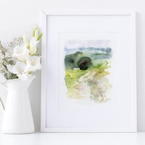 Abstract Watercolor Art, Green Art Print, Entryway Wall Art, Watercolor Wall Art, Green Abstract Print, Abstract Landscape Print, Nature Art
