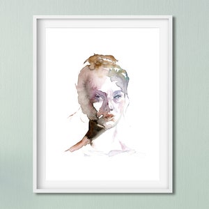 Woman Wall Art, Woman Art, Living Room Art Print, Woman Portrait Print, Large Portrait Painting, Watercolor Portrait Print