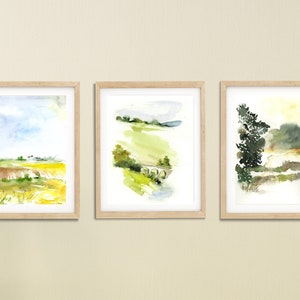 Watercolor Landscape Print Set: Abstract Valley Wall Art
