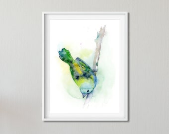 Watercolor Bird Print, Bird Lover Gift, Bird Wall Art, Large Wall Art, Bird Art Print, Living Room Art, Abstract Bird Art, Bird Wall Decor