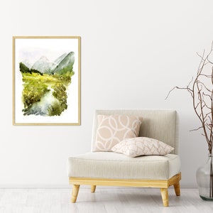 Large Landscape Painting, Switzerland Painting, Green Landscape Watercolor Wall Art, Switzerland Art, Abstract Wall Art, Fine Art, Alpstein
