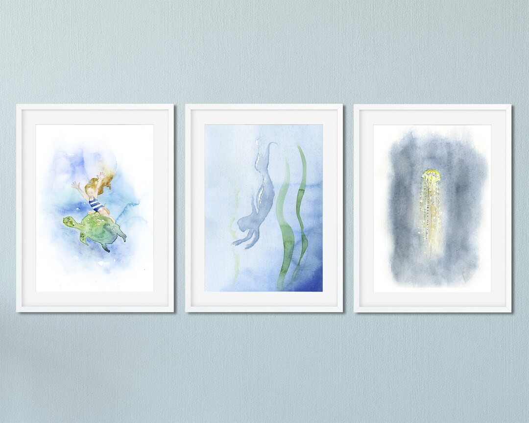 Watercolor Nursery Art, Nursery Animal Print Set, Sea Animal Prints ...