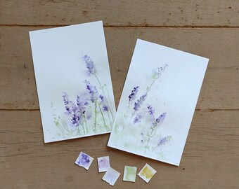 Botanical Print Set, Purple Watercolor Wall Art, Lavender Prints, Botanical Wall Art, Print Set of 2, Abstract Flower Paintings, Fine Art