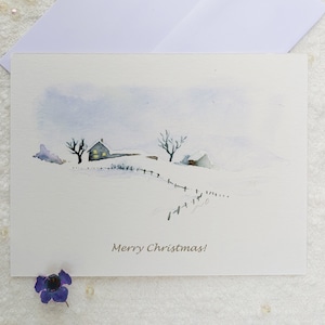 Tarjeta de felicitación de invierno, Tarjeta navideña imprimible, Tarjeta de Navidad de acuarela, Tarjeta de Navidad imprimible, Tarjeta de felicitación imprimible, Descarga instantánea