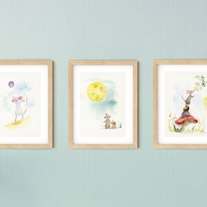 Nursery Print Set, Nursery Watercolor Art, Nursery Animal Prints, Mouse Prints, Nursery Wall Art, Baby Animal Prints, Watercolor Prints