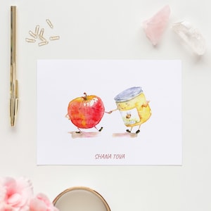 Carte de Rosh Hashana, carte de voeux imprimable, carte Shana Tova, carte aquarelle, carte imprimable drôle, carte téléchargeable, carte du nouvel an juif