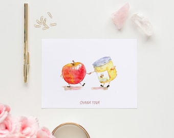 Rosh Hashana Card, Printable Greeting Card, Shana Tova Card, Watercolor Card, Funny Printable Card, Downloadable Card, Jewish New Year Card