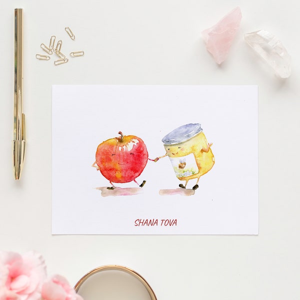 Rosh Hashana Card, Printable Greeting Card, Shana Tova Card, Watercolor Card, Funny Printable Card, Downloadable Card, Jewish New Year Card