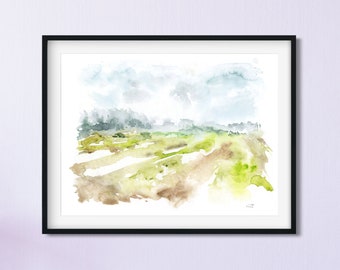 Large Landscape Painting, Horizontal Wall Art, Large Nature Art, Giclee Fine Art Print, Living Room Wall Art, Abstract Watercolor Painting