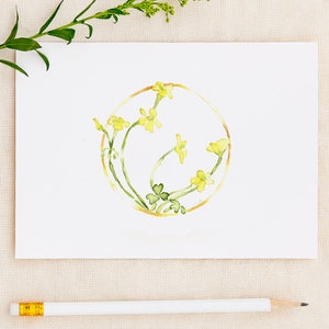 Cartão de aquarela para impressão, cartão de flores, cartão de simpatia, cartão para ela, cartão botânico, cartão de guirlanda, cartão de aquarela floral, cartão de felicitações em branco