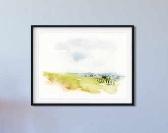 Abstract Print, Landscape Watercolor Print, Living Room Wall Art, Landscape Print, Nature Art, Small Abstract Wall Art, Small Art Print