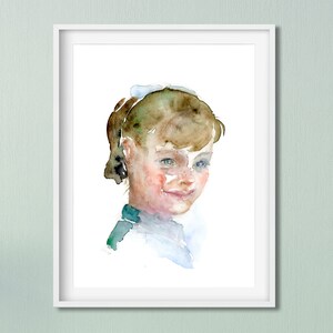 Girl Portrait, Portrait Art, Portrait Wall Art, Small Art Print, Watercolor Portrait Print, Entryway Art, Portrait Painting Print